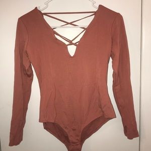 Tan-pink Long Sleeve bodysuit